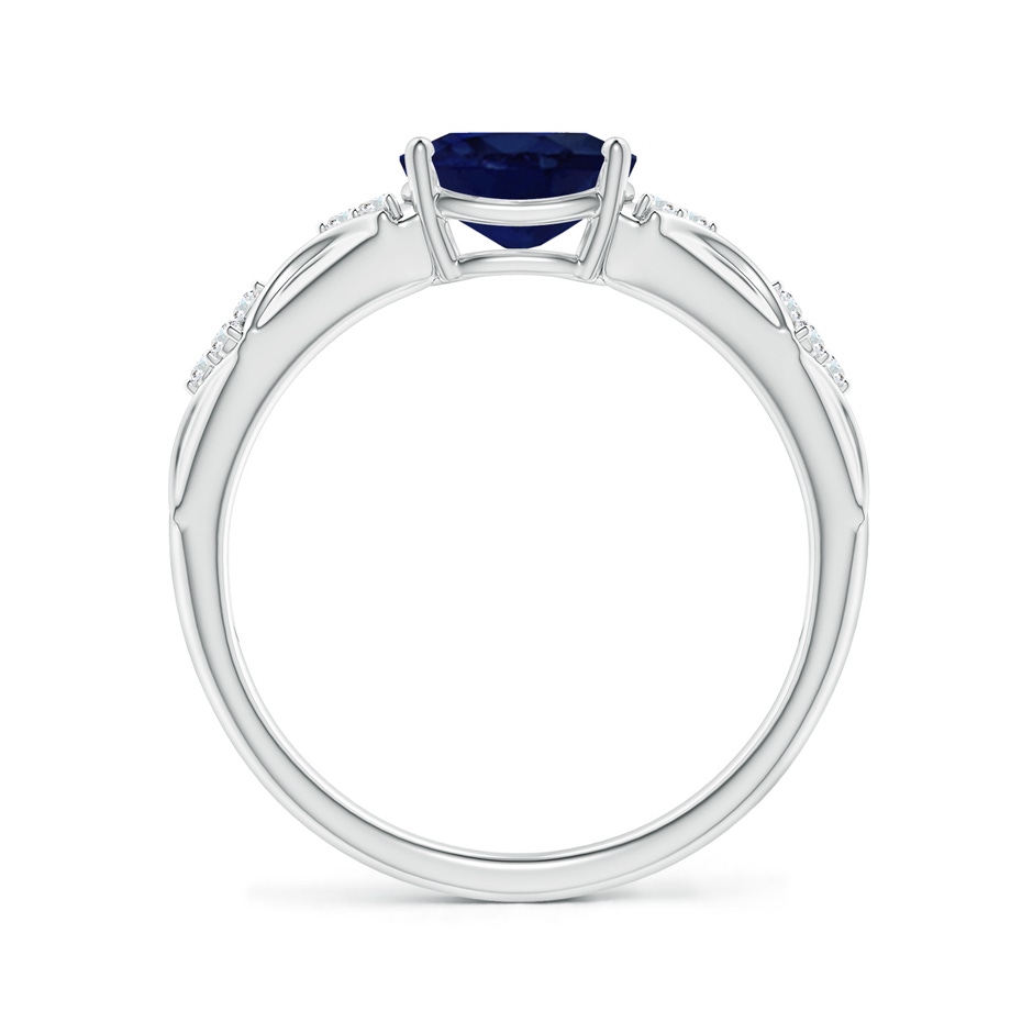 8x6mm A Oval Blue Sapphire Vintage Style Ring with Diamond Accents in P950 Platinum side-1