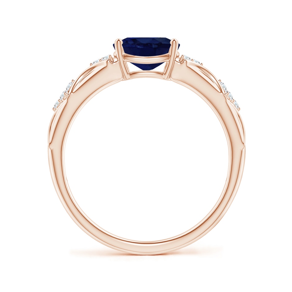 8x6mm A Oval Blue Sapphire Vintage Style Ring with Diamond Accents in Rose Gold side-1