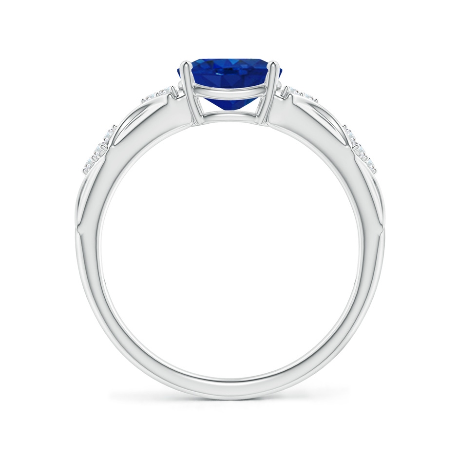 8x6mm AAA Oval Blue Sapphire Vintage Style Ring with Diamond Accents in P950 Platinum side-1