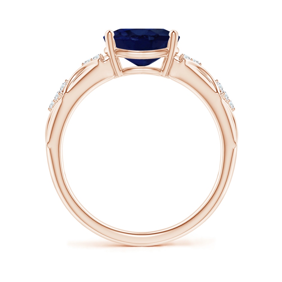 9x7mm A Oval Blue Sapphire Vintage Style Ring with Diamond Accents in Rose Gold side-1