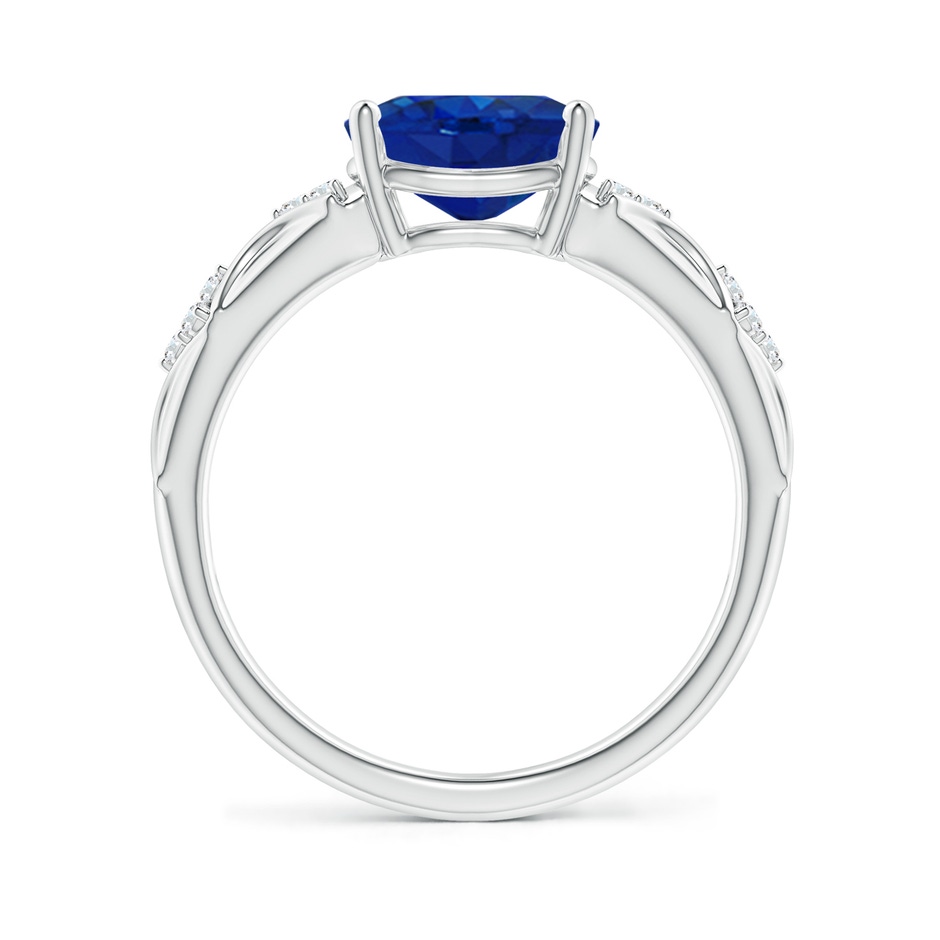 9x7mm AAA Oval Blue Sapphire Vintage Style Ring with Diamond Accents in P950 Platinum side-1