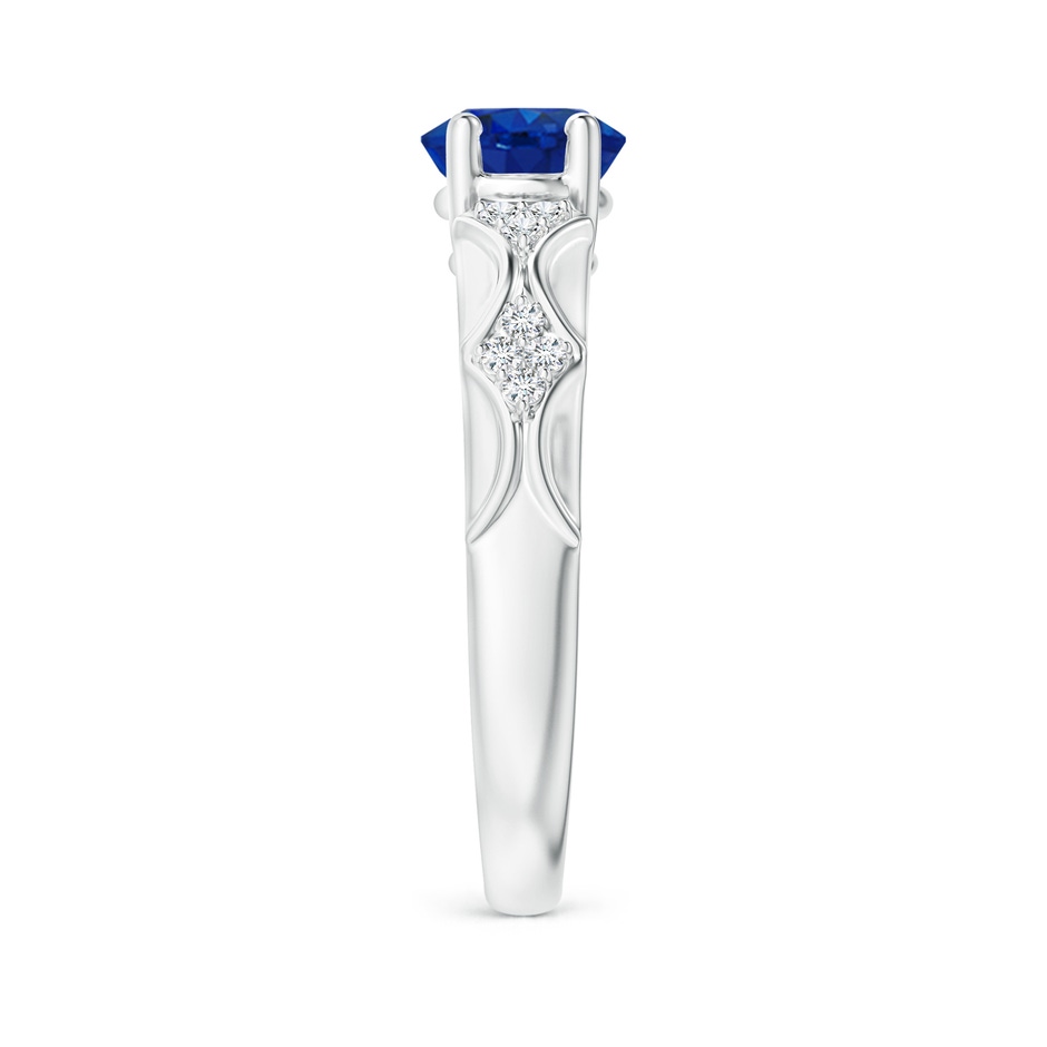 9x7mm AAA Oval Blue Sapphire Vintage Style Ring with Diamond Accents in P950 Platinum side-2
