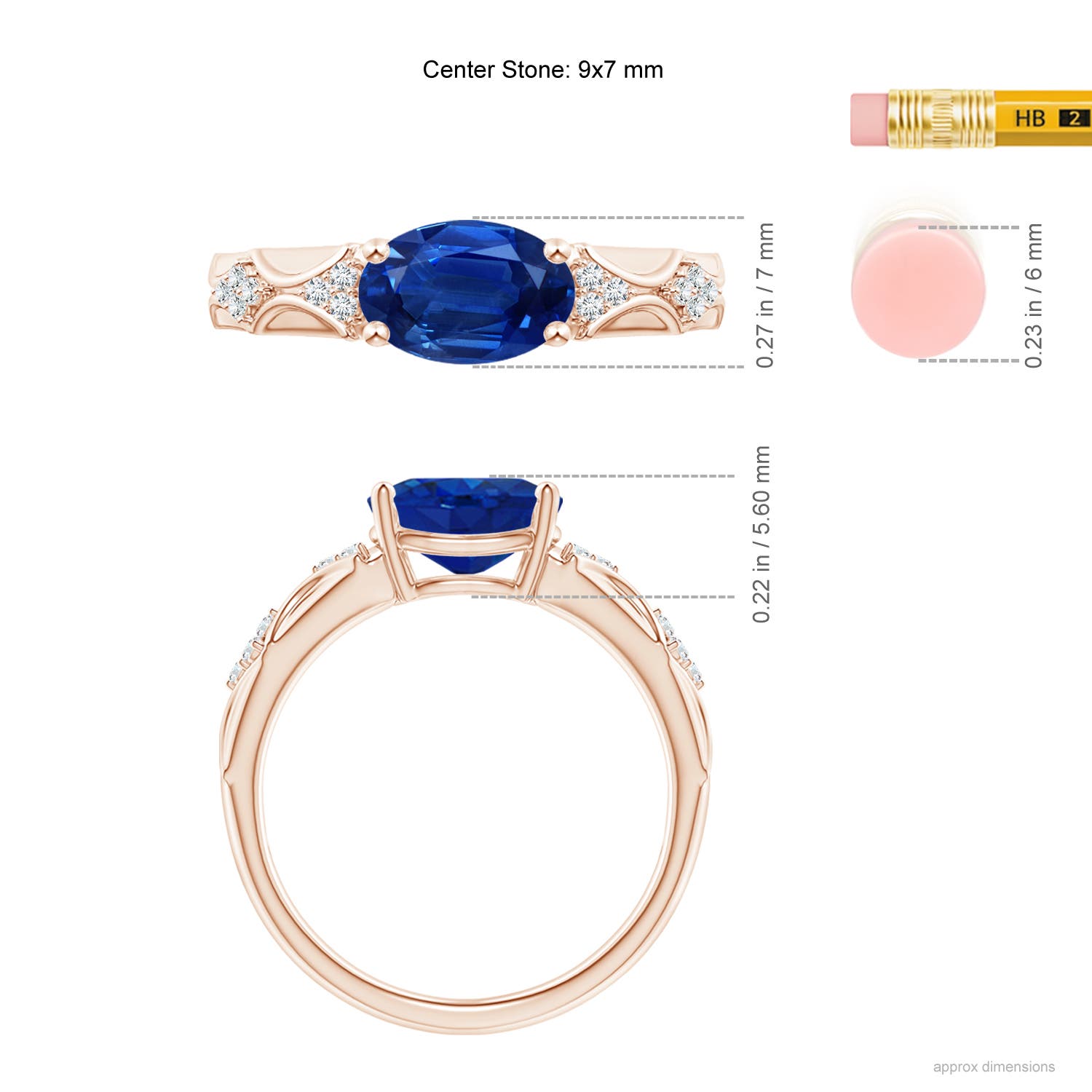 AAA - Blue Sapphire / 2.08 CT / 14 KT Rose Gold