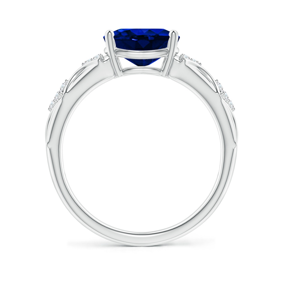 9x7mm AAAA Oval Blue Sapphire Vintage Style Ring with Diamond Accents in P950 Platinum side-1