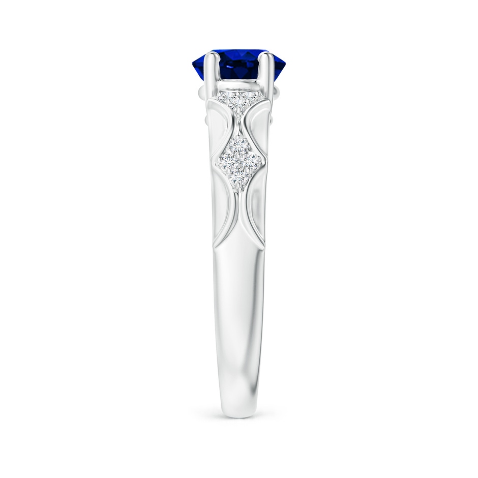 9x7mm AAAA Oval Blue Sapphire Vintage Style Ring with Diamond Accents in P950 Platinum side-2