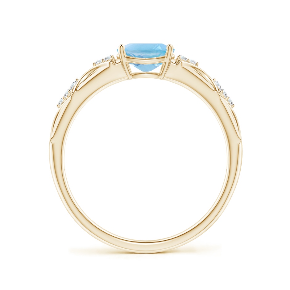 7x5mm A Oval Swiss Blue Topaz Vintage Style Ring with Diamond Accents in Yellow Gold side-1