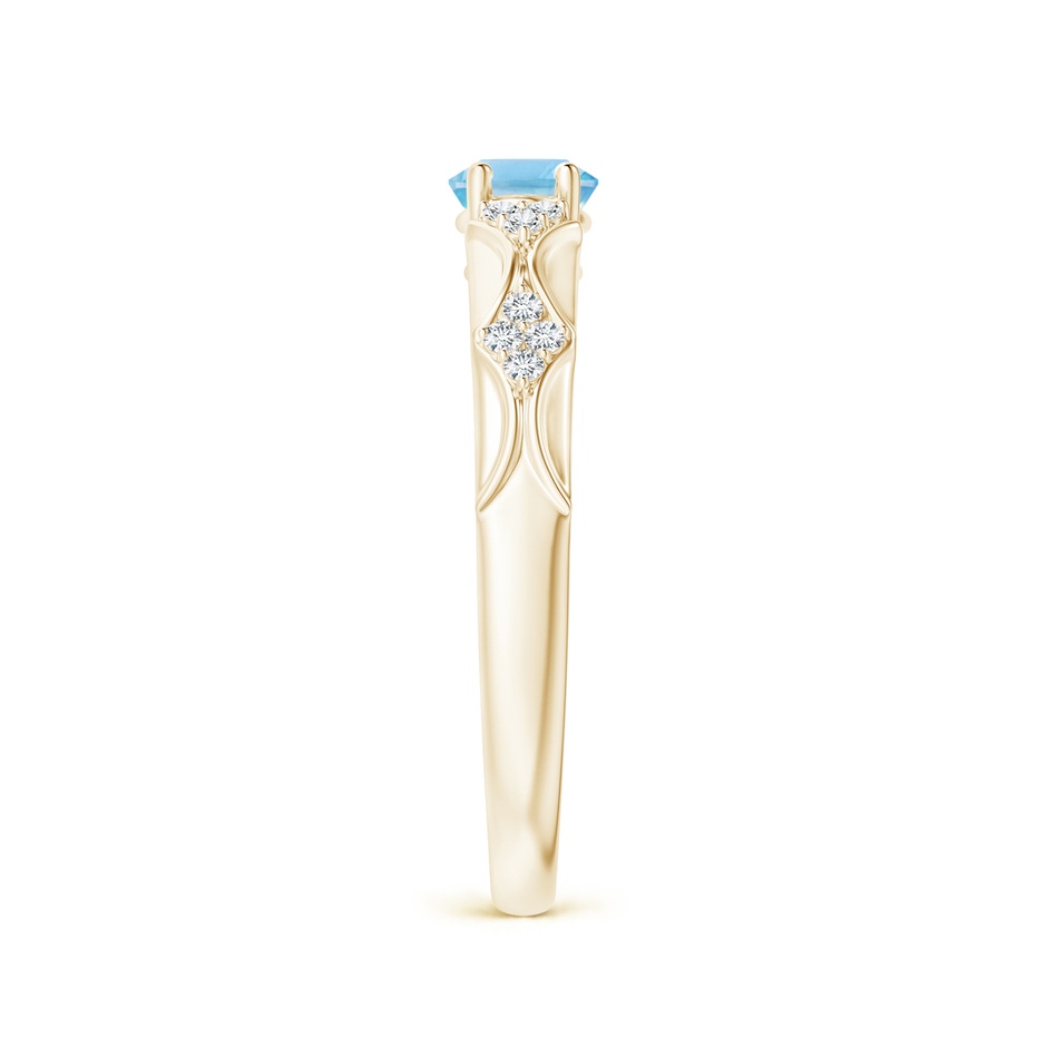 7x5mm A Oval Swiss Blue Topaz Vintage Style Ring with Diamond Accents in Yellow Gold side-2