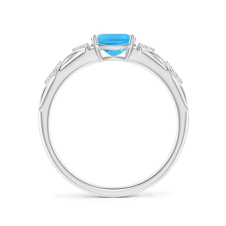 7x5mm AAA Oval Swiss Blue Topaz Vintage Style Ring with Diamond Accents in P950 Platinum side-1