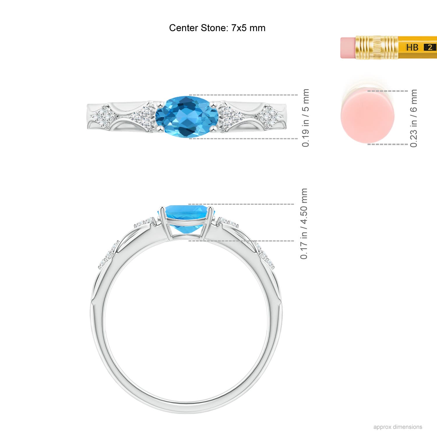 AAA - Swiss Blue Topaz / 0.99 CT / 14 KT White Gold