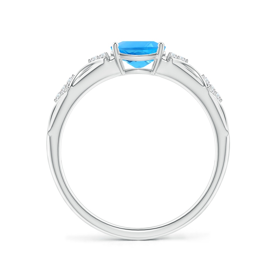 7x5mm AAAA Oval Swiss Blue Topaz Vintage Style Ring with Diamond Accents in P950 Platinum side-1