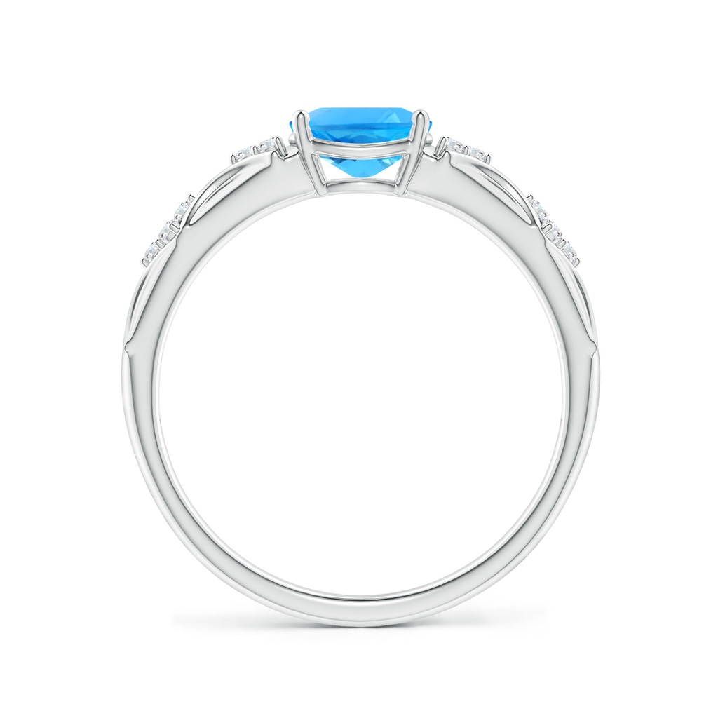 7x5mm AAAA Oval Swiss Blue Topaz Vintage Style Ring with Diamond Accents in White Gold - side_1