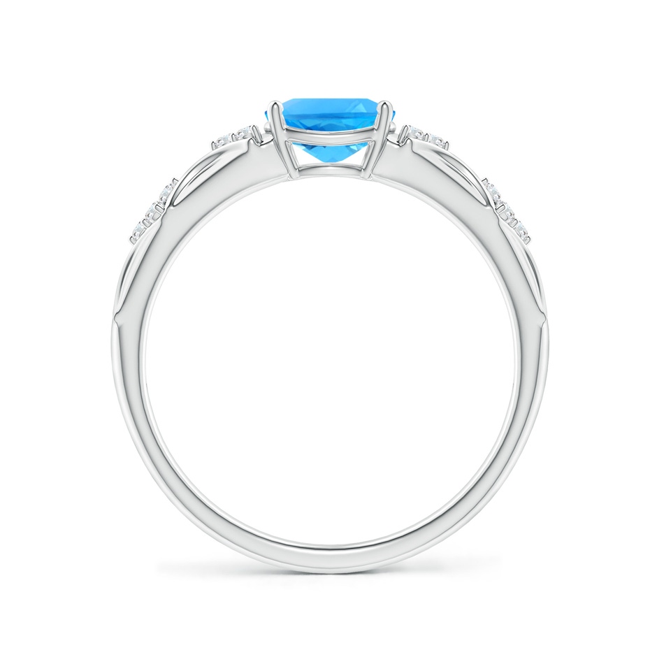 7x5mm AAAA Oval Swiss Blue Topaz Vintage Style Ring with Diamond Accents in White Gold side-1