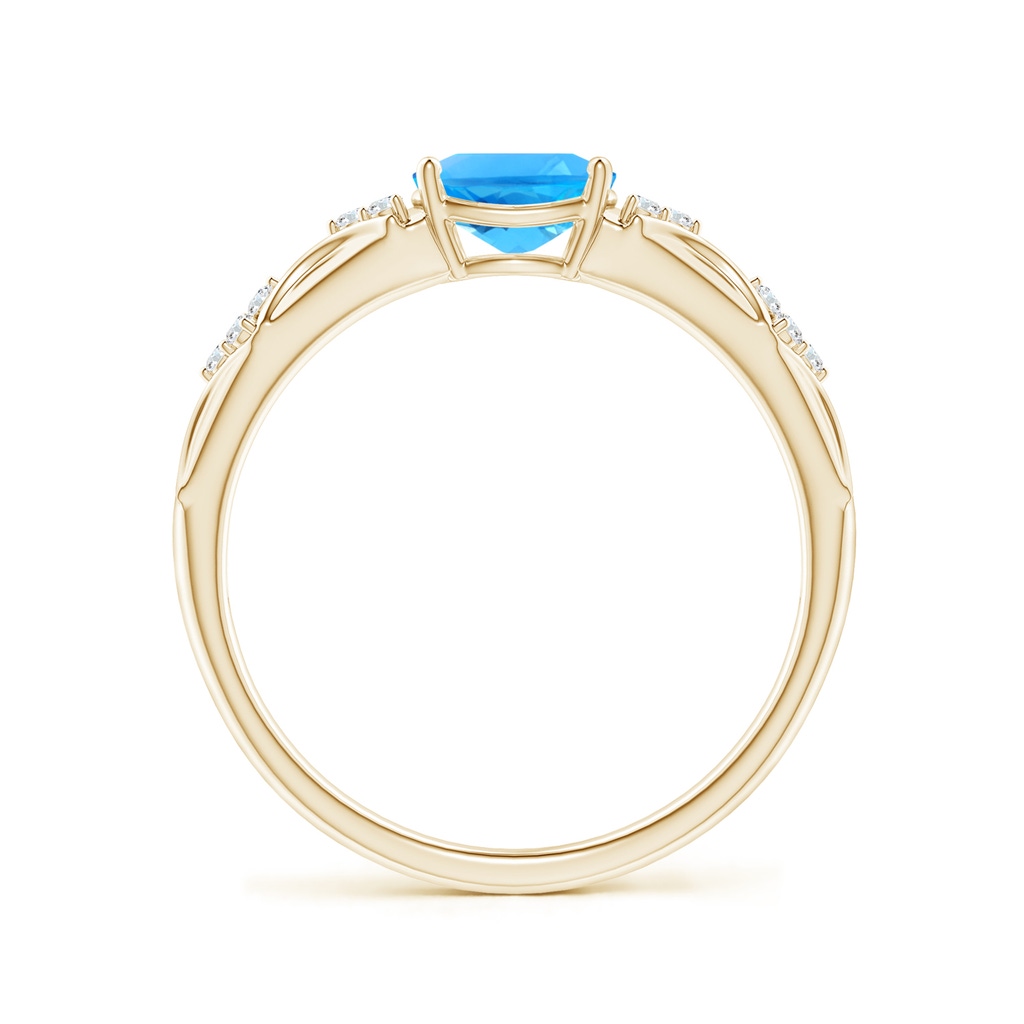 7x5mm AAAA Oval Swiss Blue Topaz Vintage Style Ring with Diamond Accents in Yellow Gold - side_1