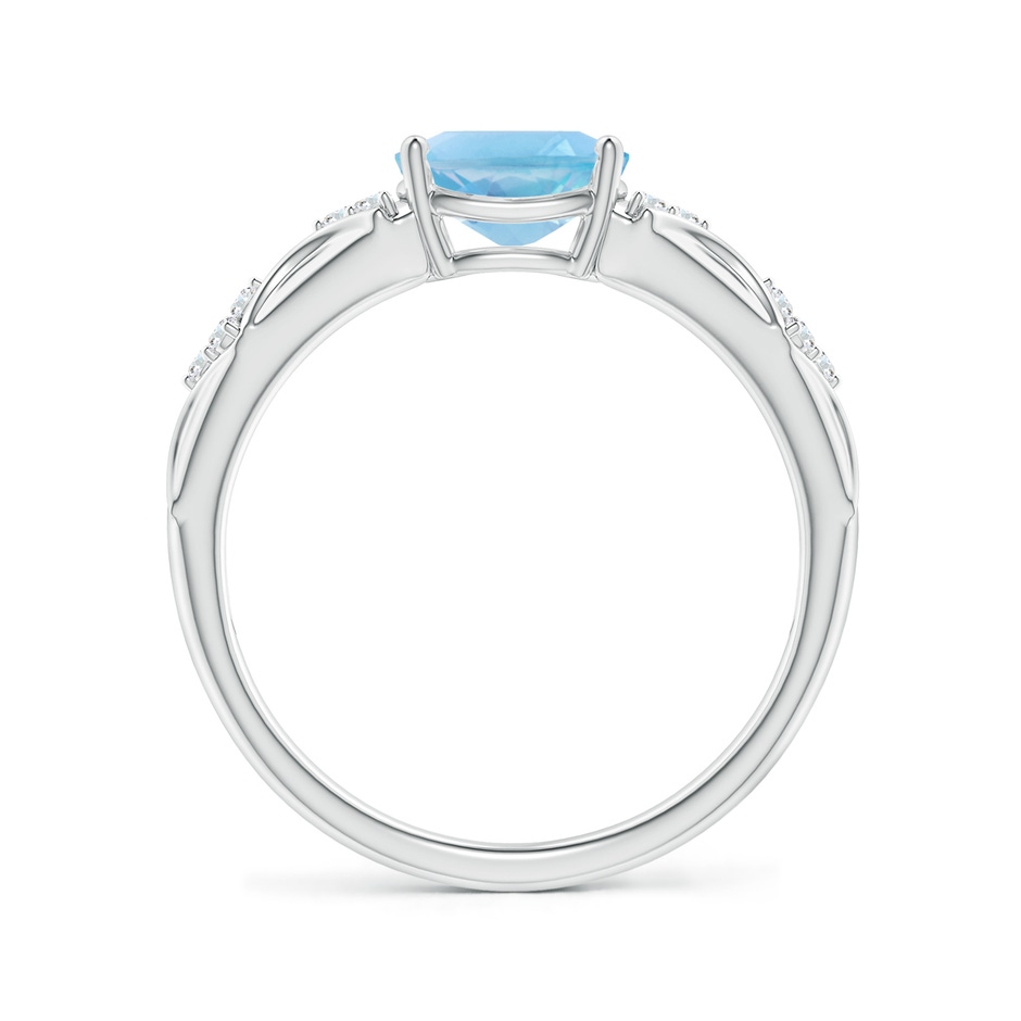 8x6mm A Oval Swiss Blue Topaz Vintage Style Ring with Diamond Accents in P950 Platinum side-1