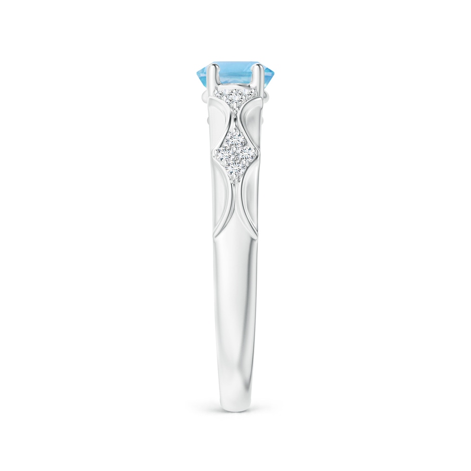 8x6mm A Oval Swiss Blue Topaz Vintage Style Ring with Diamond Accents in P950 Platinum side-2