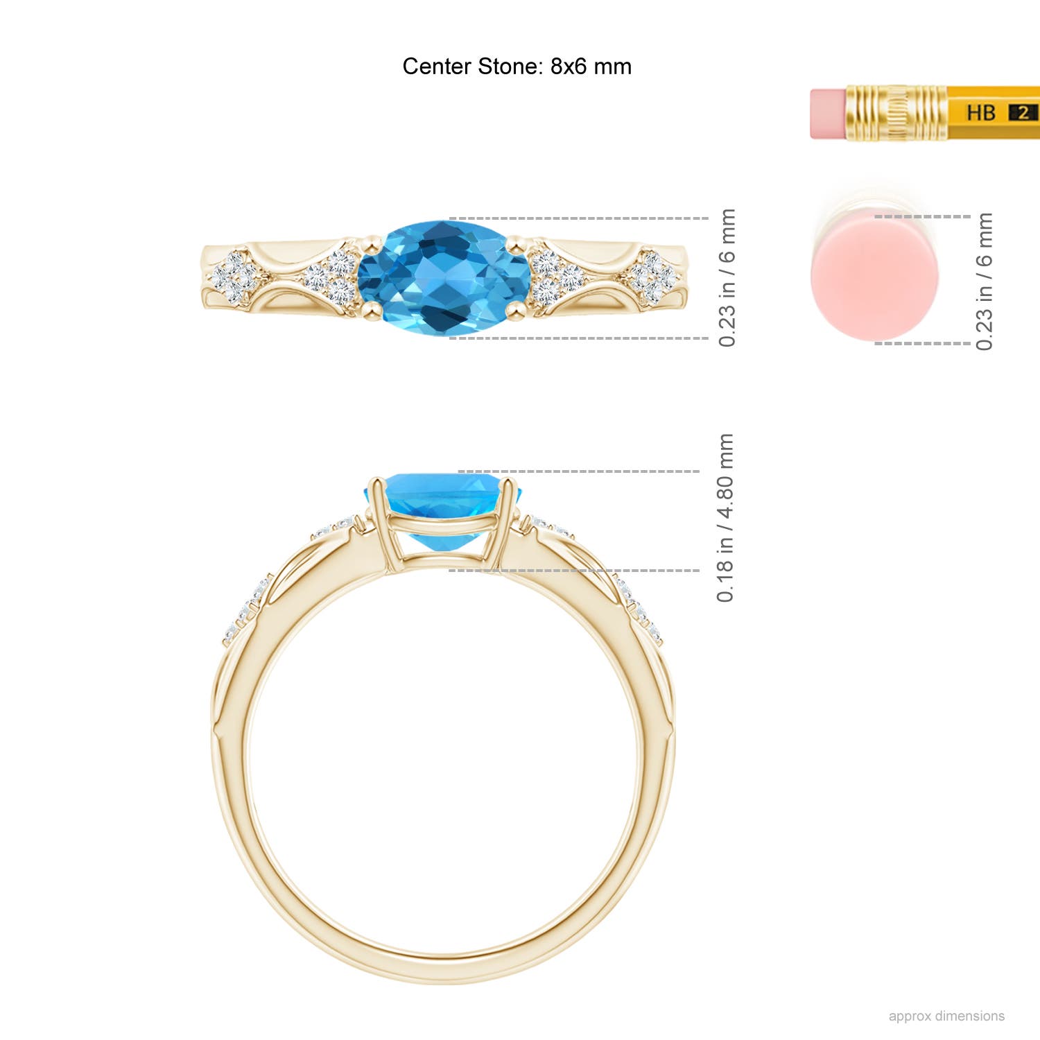 AAA - Swiss Blue Topaz / 1.57 CT / 14 KT Yellow Gold