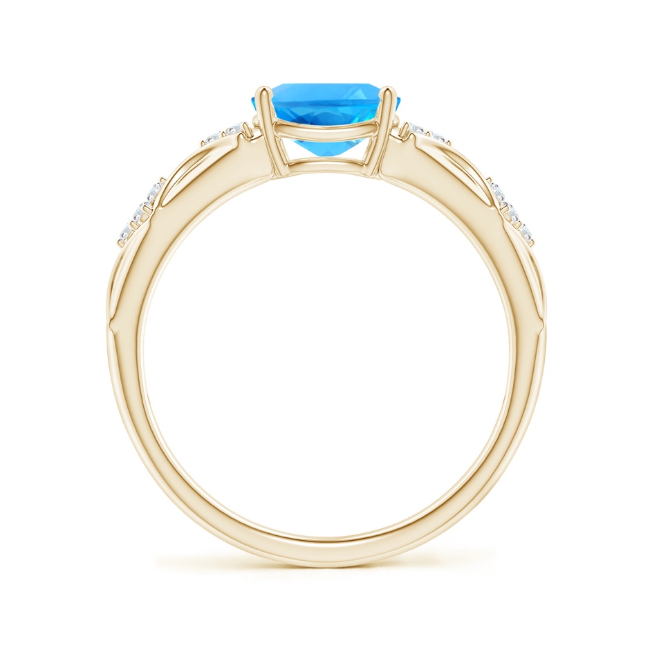 8x6mm AAAA Oval Swiss Blue Topaz Vintage Style Ring with Diamond Accents in Yellow Gold side-1