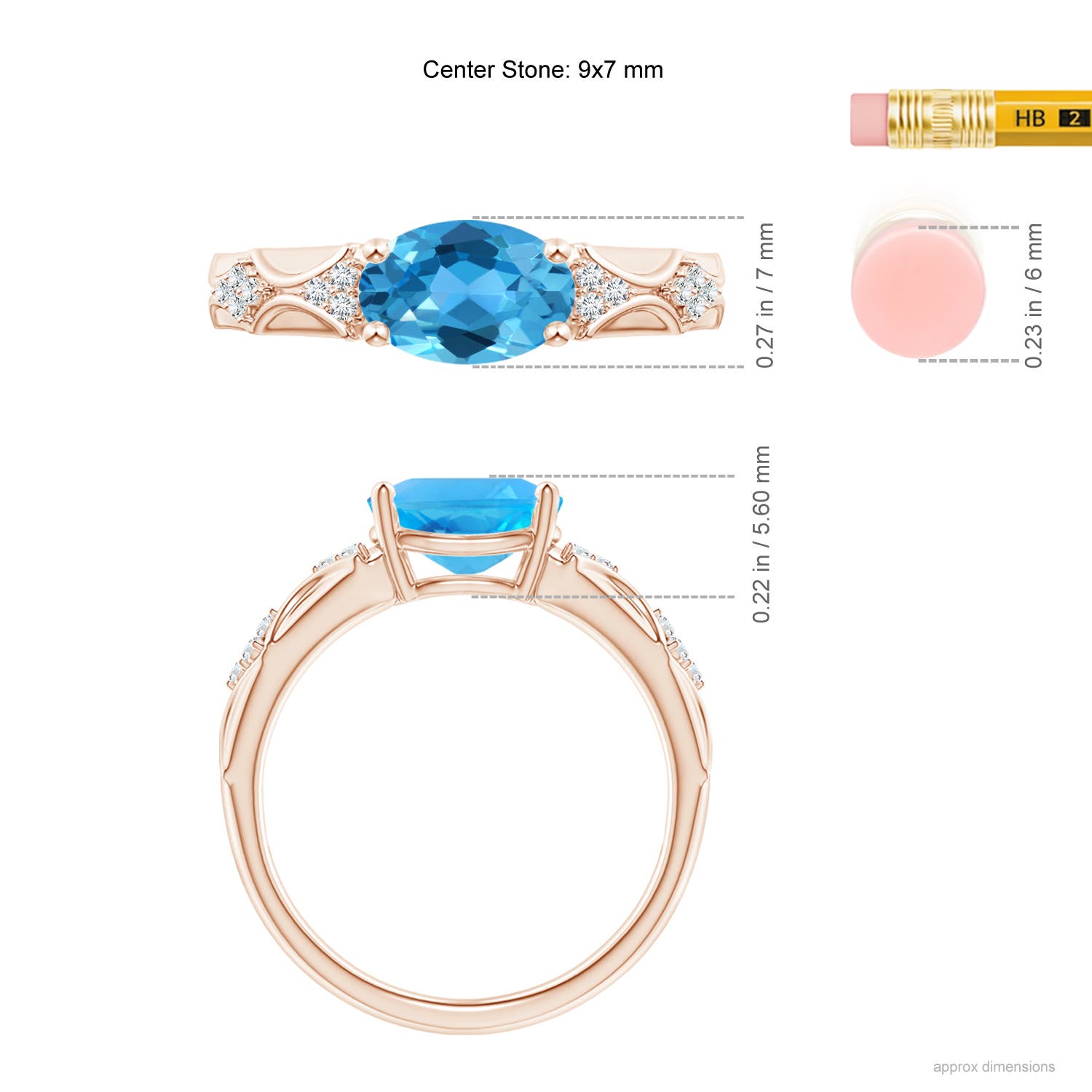 AAA - Swiss Blue Topaz / 2.33 CT / 14 KT Rose Gold