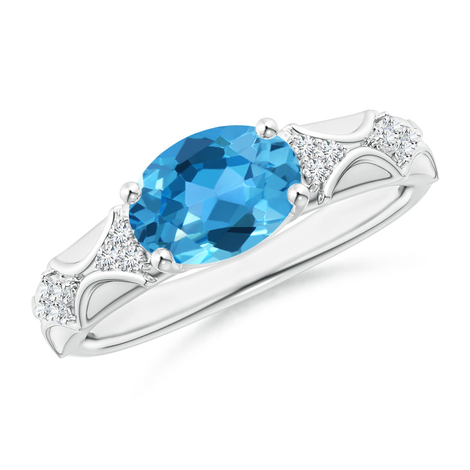 AAA - Swiss Blue Topaz / 2.33 CT / 14 KT White Gold