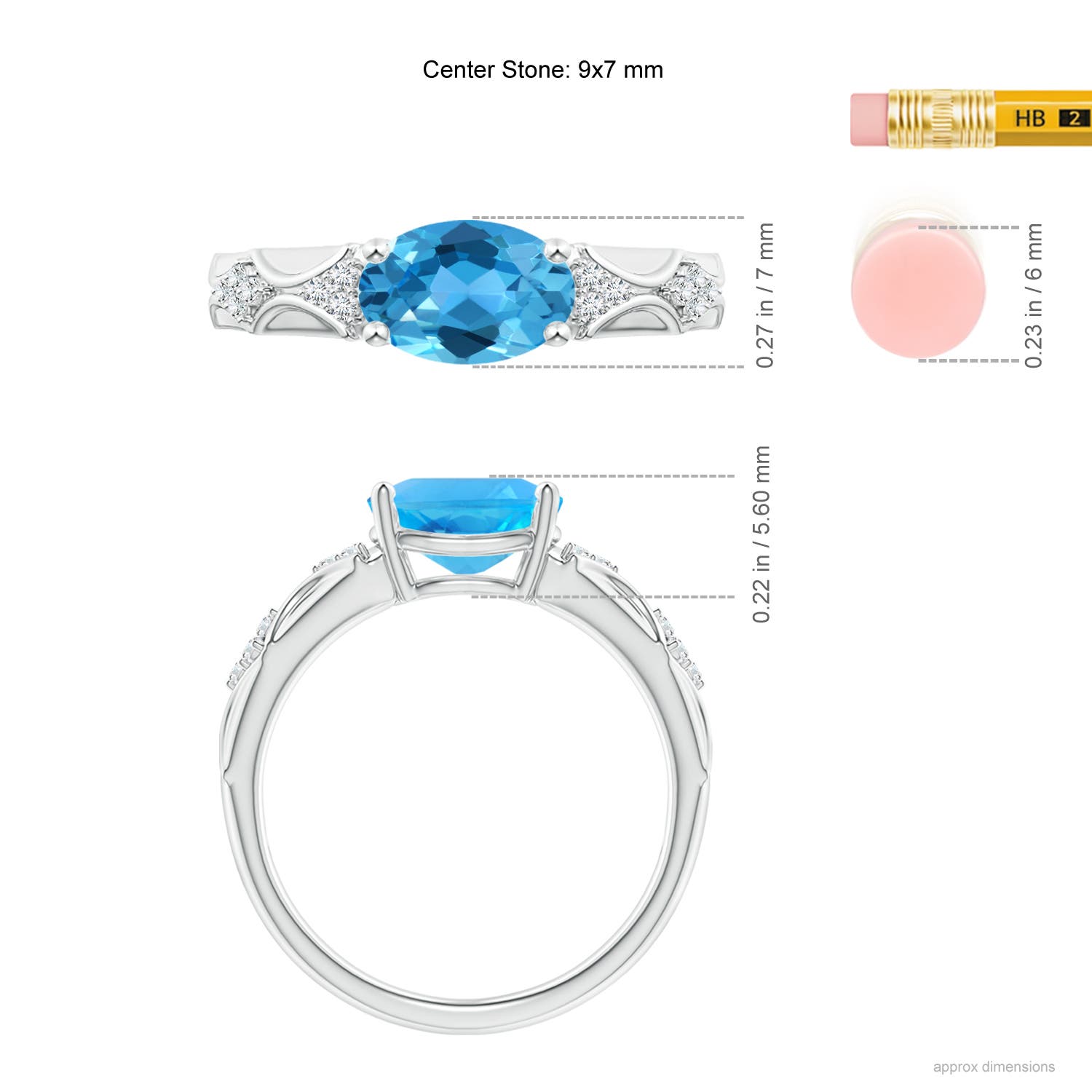 AAA - Swiss Blue Topaz / 2.33 CT / 14 KT White Gold