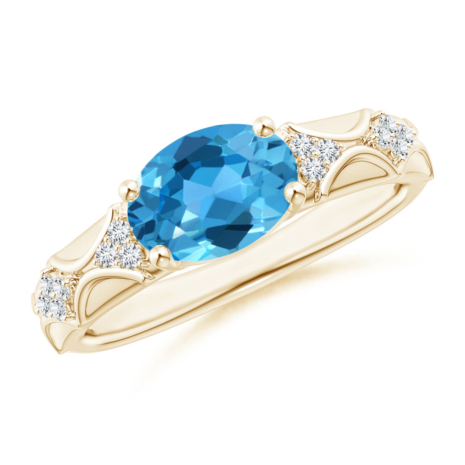 AAA - Swiss Blue Topaz / 2.33 CT / 14 KT Yellow Gold