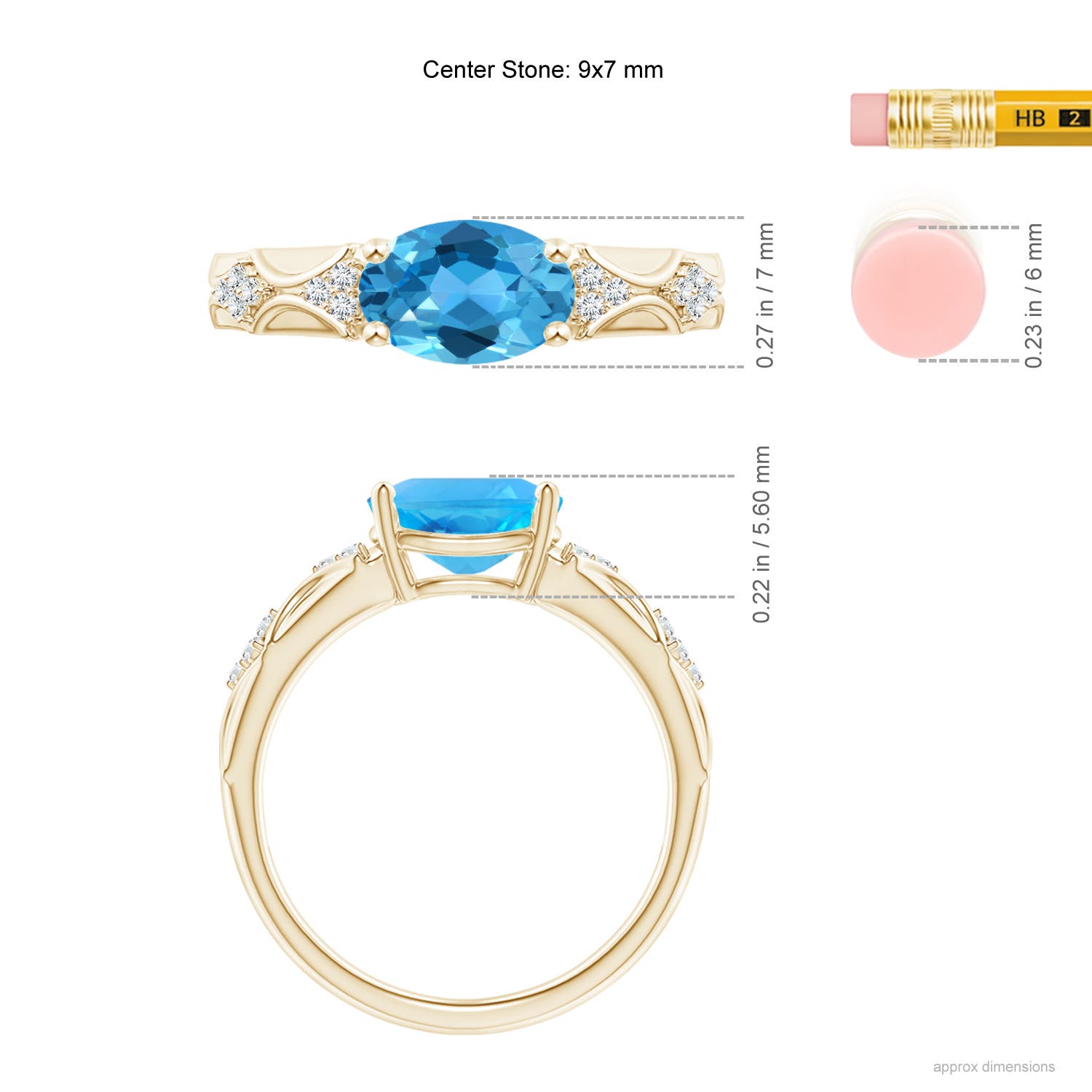 AAA - Swiss Blue Topaz / 2.33 CT / 14 KT Yellow Gold