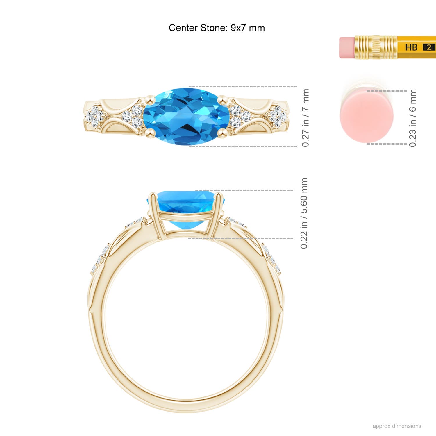 AAAA - Swiss Blue Topaz / 2.33 CT / 14 KT Yellow Gold