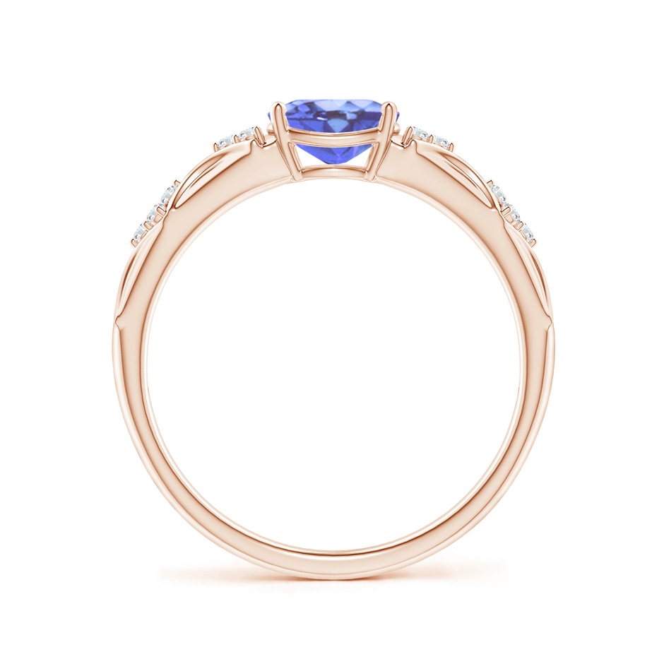 7x5mm A Oval Tanzanite Vintage Style Ring with Diamond Accents in Rose Gold side-1