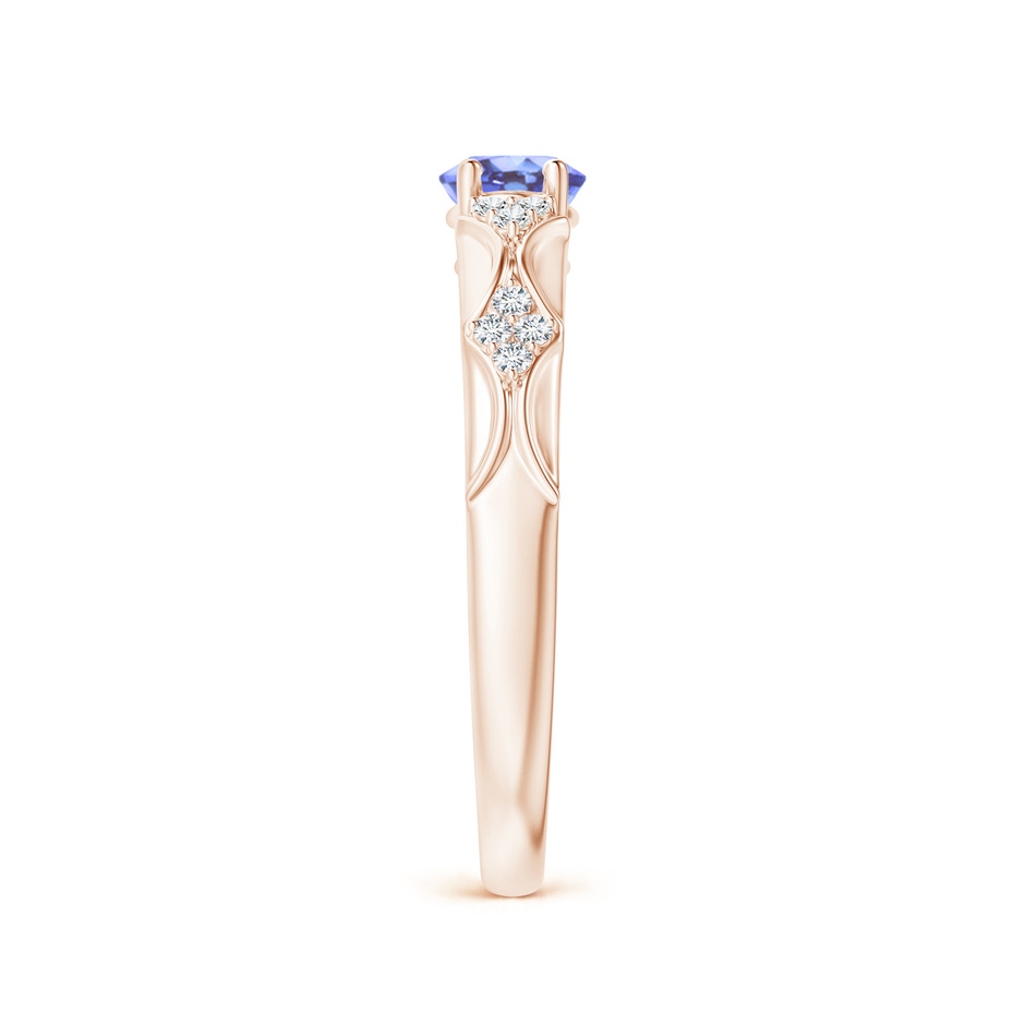 7x5mm A Oval Tanzanite Vintage Style Ring with Diamond Accents in Rose Gold side-2