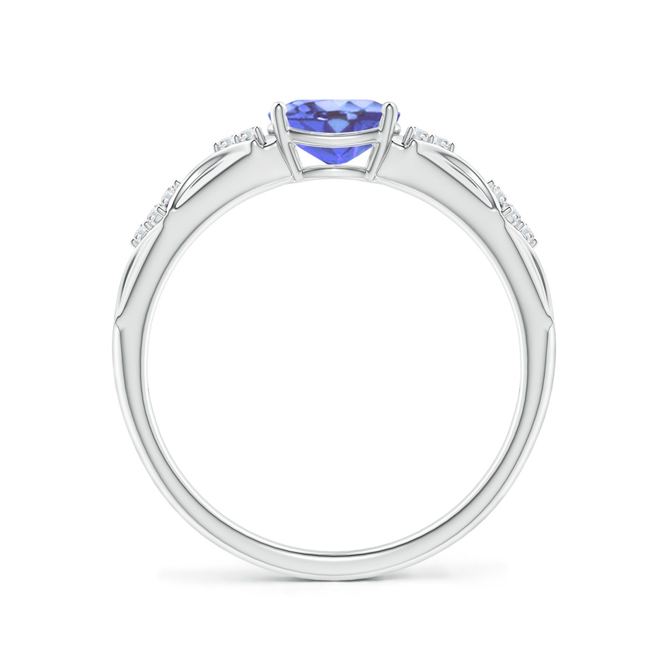 7x5mm A Oval Tanzanite Vintage Style Ring with Diamond Accents in White Gold side-1