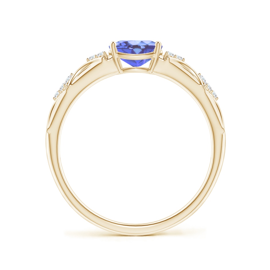 7x5mm A Oval Tanzanite Vintage Style Ring with Diamond Accents in Yellow Gold side-1