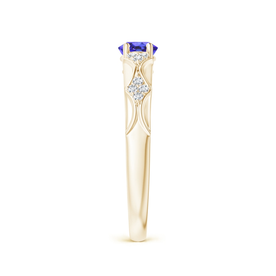 7x5mm AA Oval Tanzanite Vintage Style Ring with Diamond Accents in 9K Yellow Gold side-2