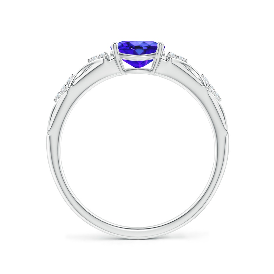 7x5mm AAA Oval Tanzanite Vintage Style Ring with Diamond Accents in White Gold side-1