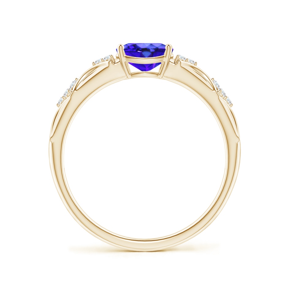 7x5mm AAA Oval Tanzanite Vintage Style Ring with Diamond Accents in Yellow Gold side-1