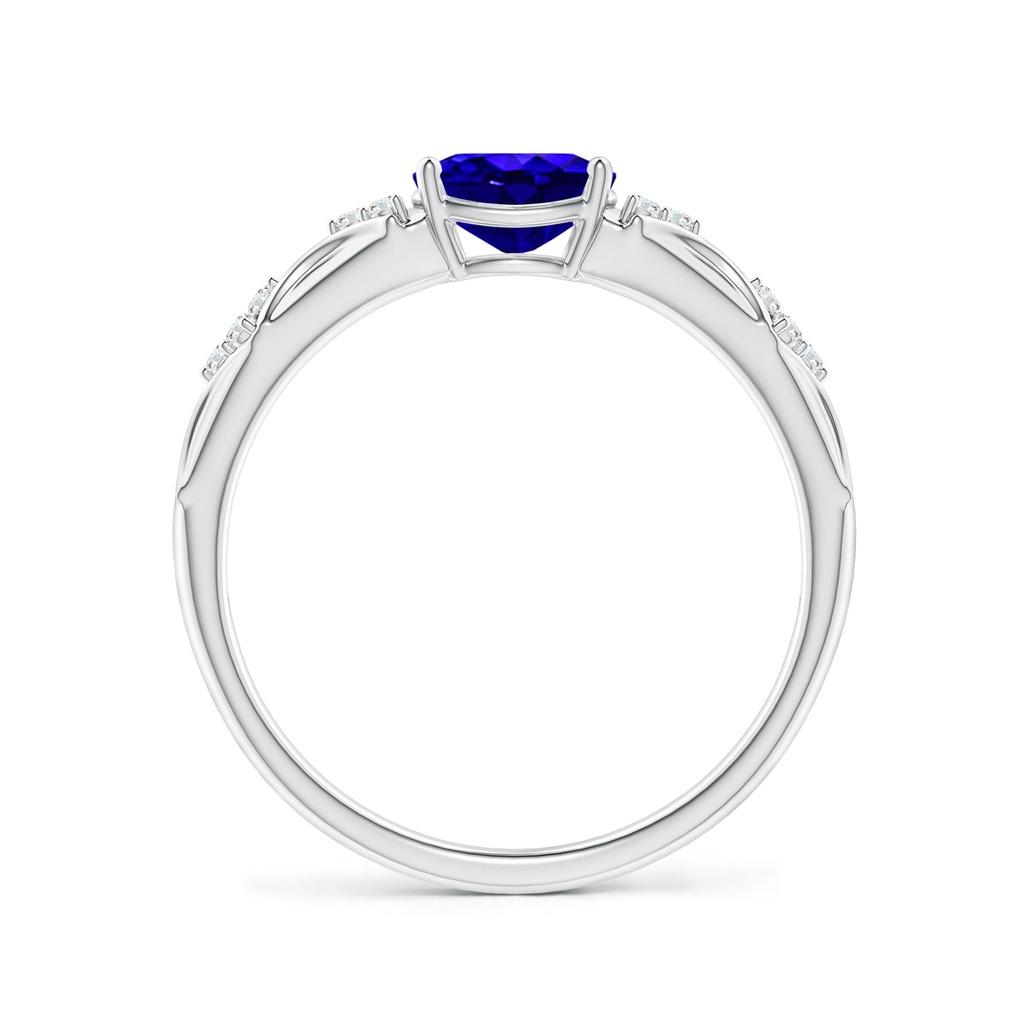 7x5mm AAAA Oval Tanzanite Vintage Style Ring with Diamond Accents in P950 Platinum - side_1