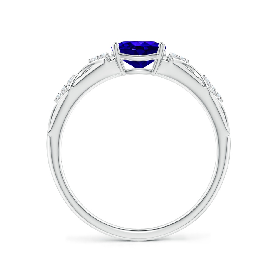 7x5mm AAAA Oval Tanzanite Vintage Style Ring with Diamond Accents in White Gold side-1