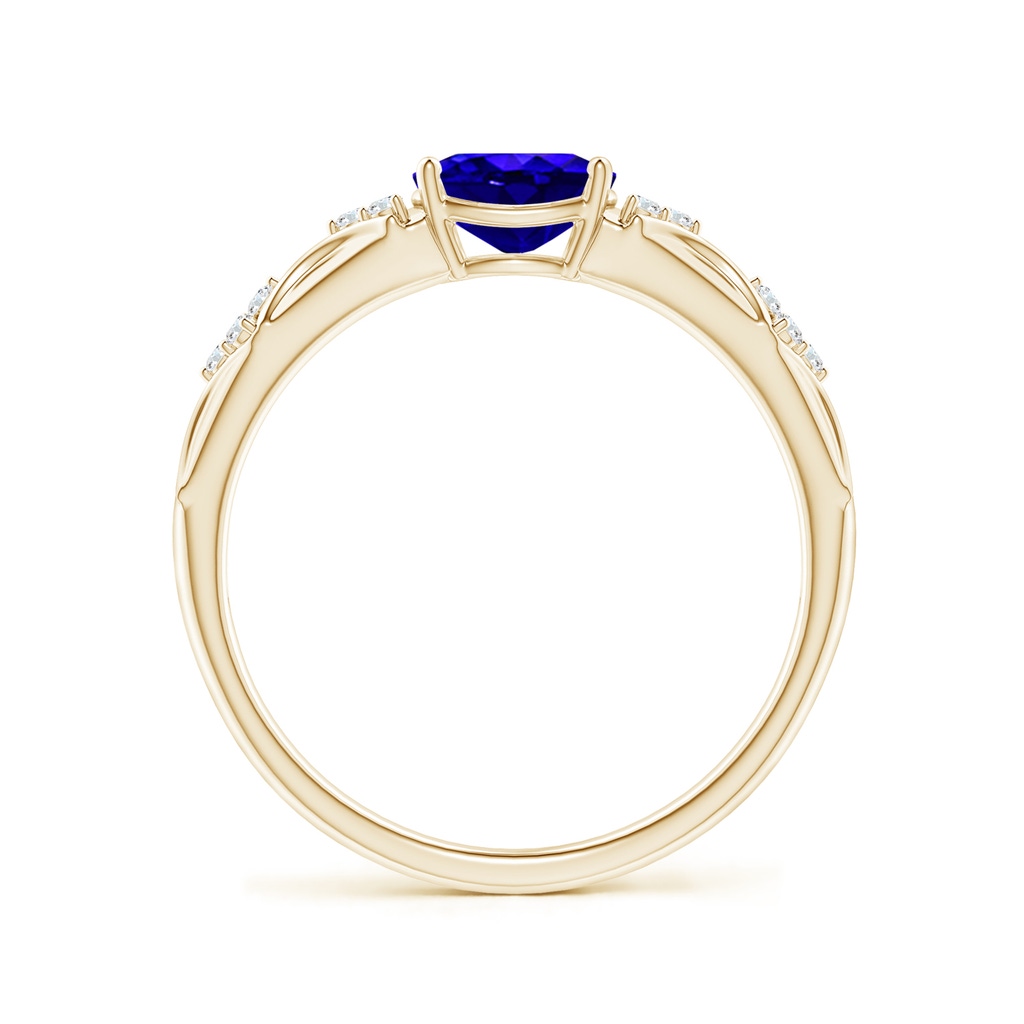 7x5mm AAAA Oval Tanzanite Vintage Style Ring with Diamond Accents in Yellow Gold - side_1