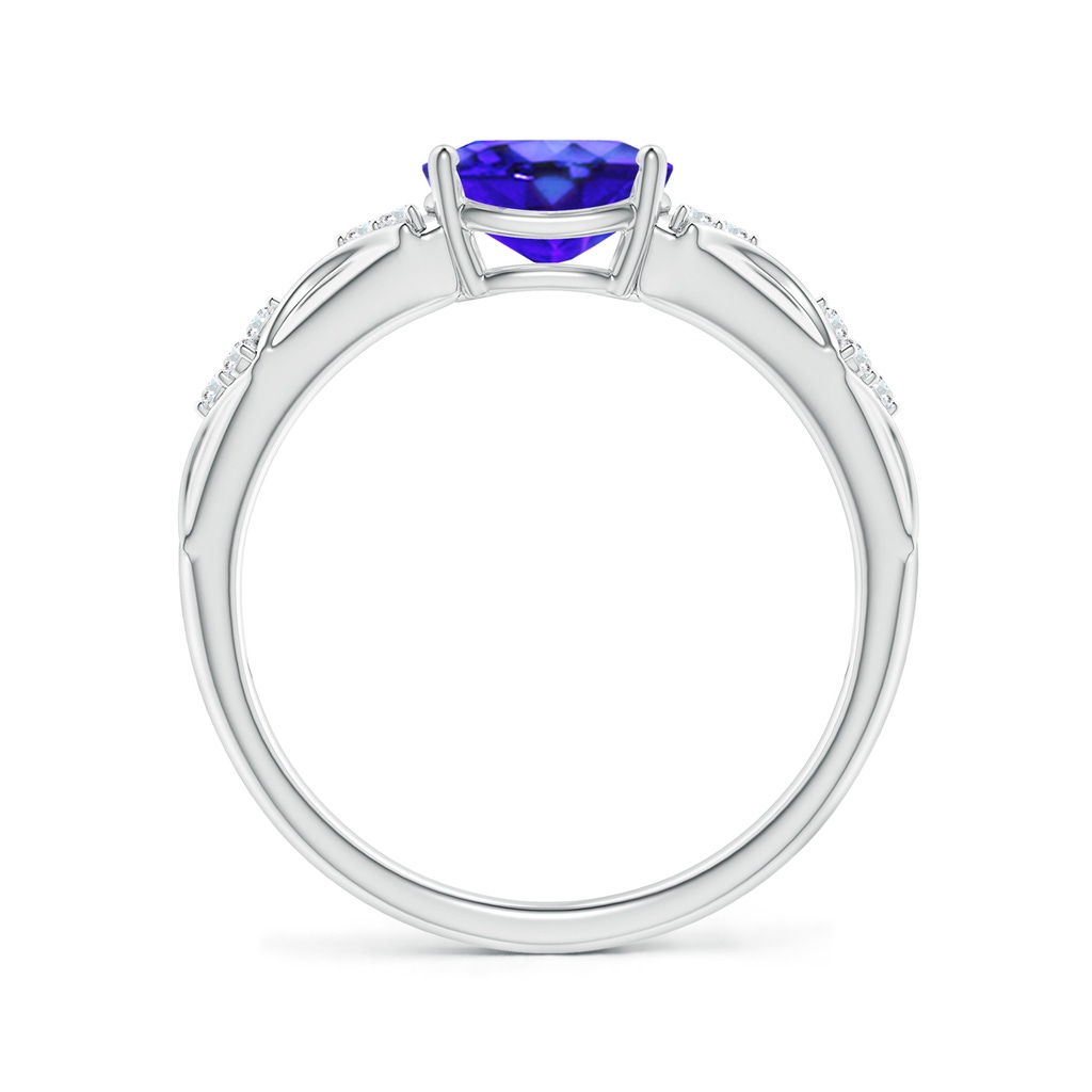 8x6mm AAA Oval Tanzanite Vintage Style Ring with Diamond Accents in P950 Platinum - side_1