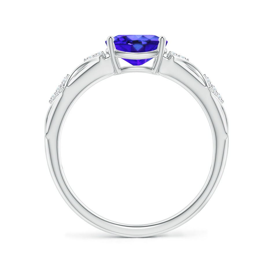 8x6mm AAA Oval Tanzanite Vintage Style Ring with Diamond Accents in P950 Platinum side-1