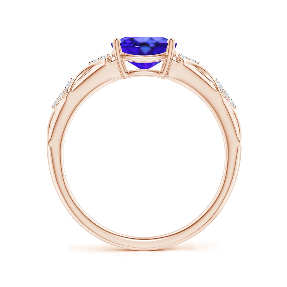 8x6mm AAA Oval Tanzanite Vintage Style Ring with Diamond Accents in Rose Gold side-1