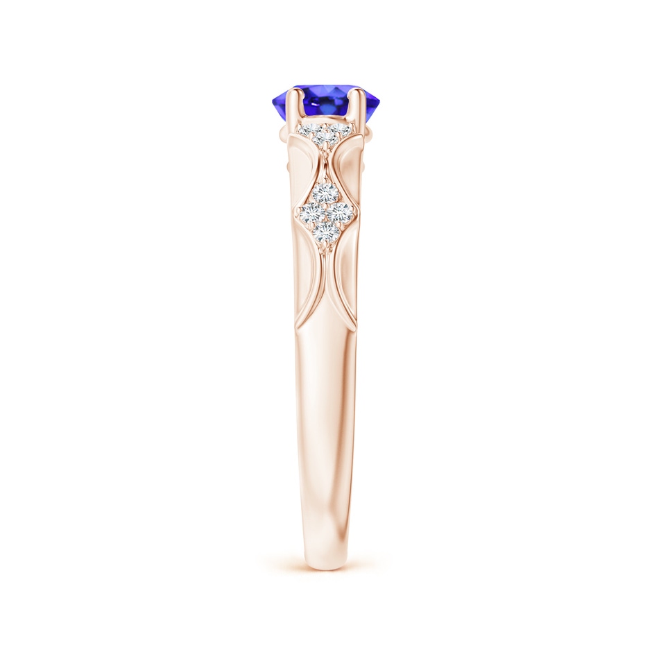8x6mm AAA Oval Tanzanite Vintage Style Ring with Diamond Accents in Rose Gold side-2