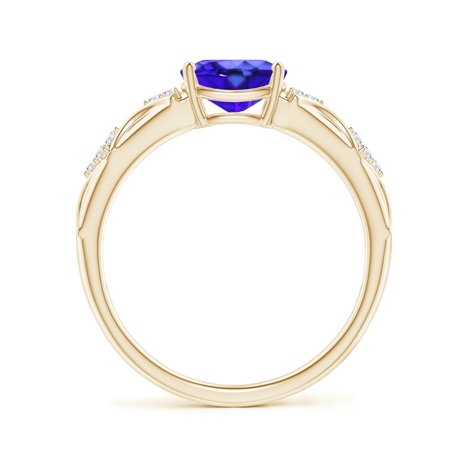 8x6mm AAA Oval Tanzanite Vintage Style Ring with Diamond Accents in Yellow Gold side-1