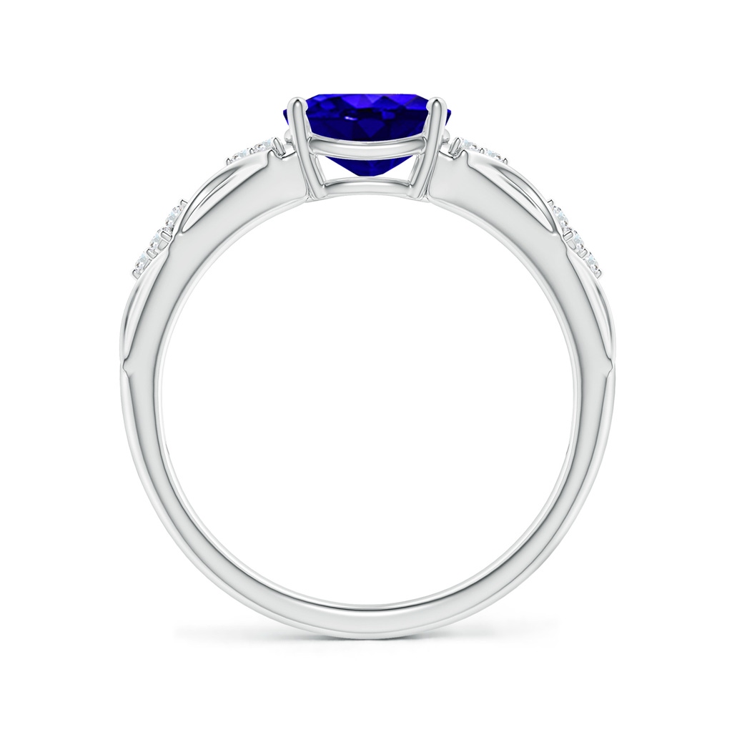 8x6mm AAAA Oval Tanzanite Vintage Style Ring with Diamond Accents in White Gold - side_1