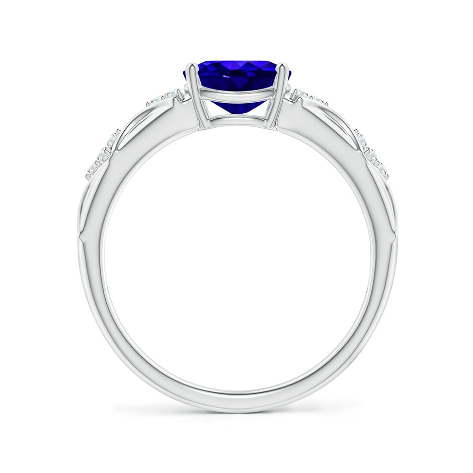 8x6mm AAAA Oval Tanzanite Vintage Style Ring with Diamond Accents in White Gold side-1