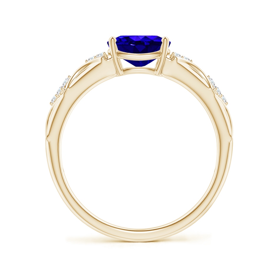 8x6mm AAAA Oval Tanzanite Vintage Style Ring with Diamond Accents in Yellow Gold side-1