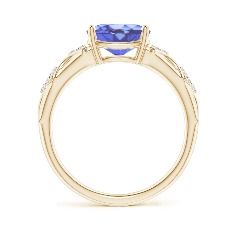 9x7mm A Oval Tanzanite Vintage Style Ring with Diamond Accents in 9K Yellow Gold side-1