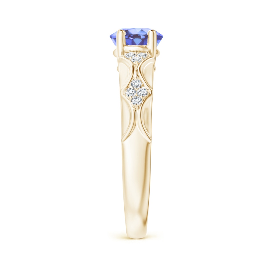 9x7mm A Oval Tanzanite Vintage Style Ring with Diamond Accents in 9K Yellow Gold side-2