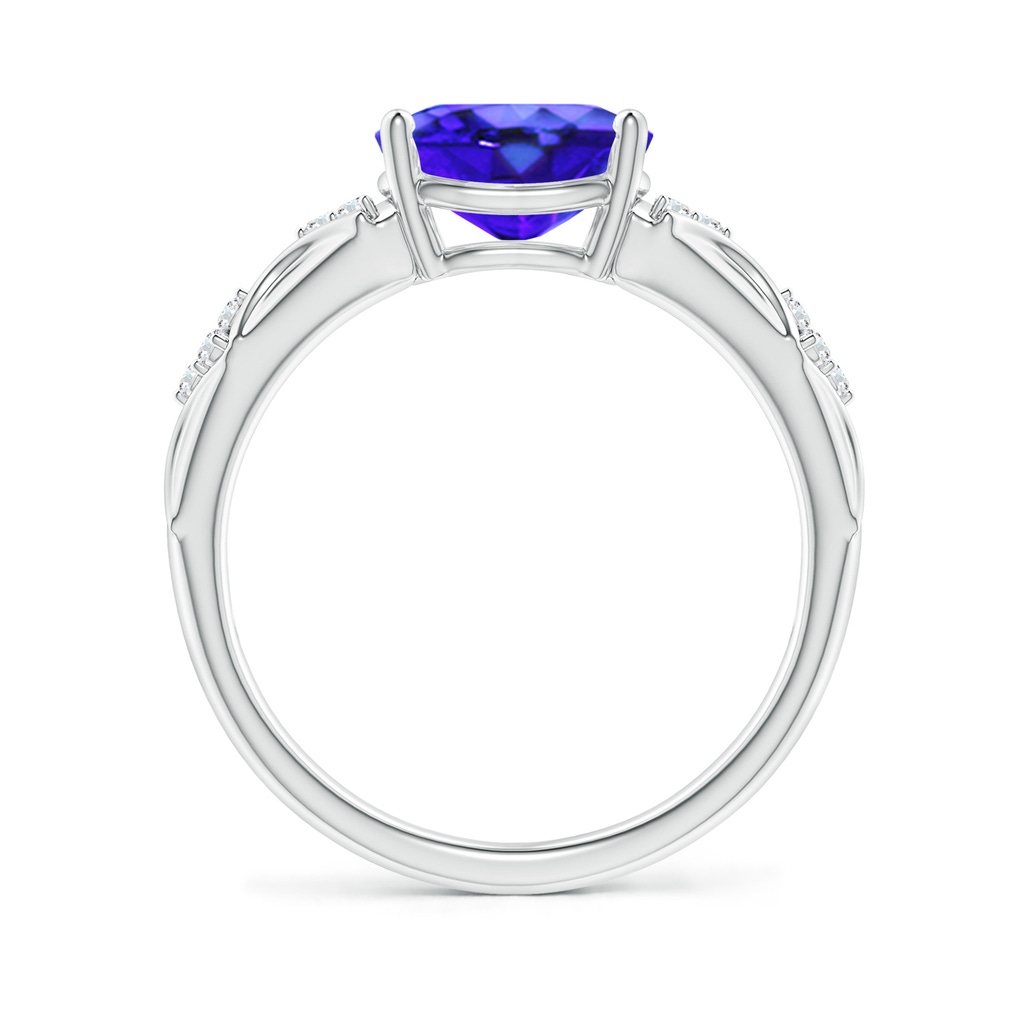 9x7mm AAA Oval Tanzanite Vintage Style Ring with Diamond Accents in White Gold Side-1