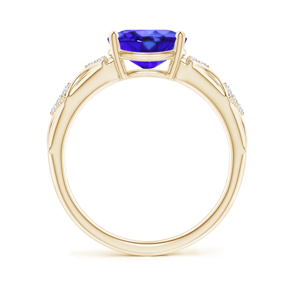9x7mm AAA Oval Tanzanite Vintage Style Ring with Diamond Accents in Yellow Gold side-1