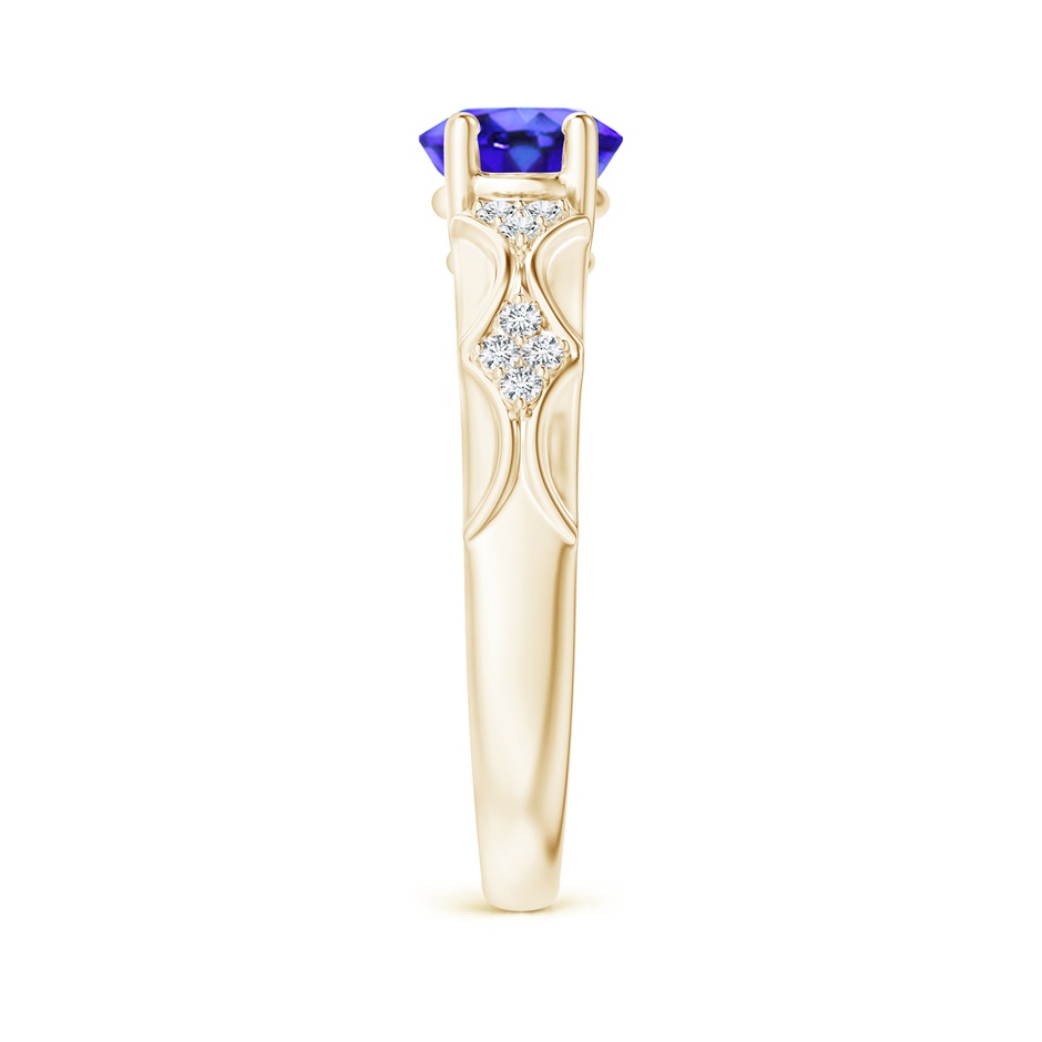 9x7mm AAA Oval Tanzanite Vintage Style Ring with Diamond Accents in Yellow Gold side-2
